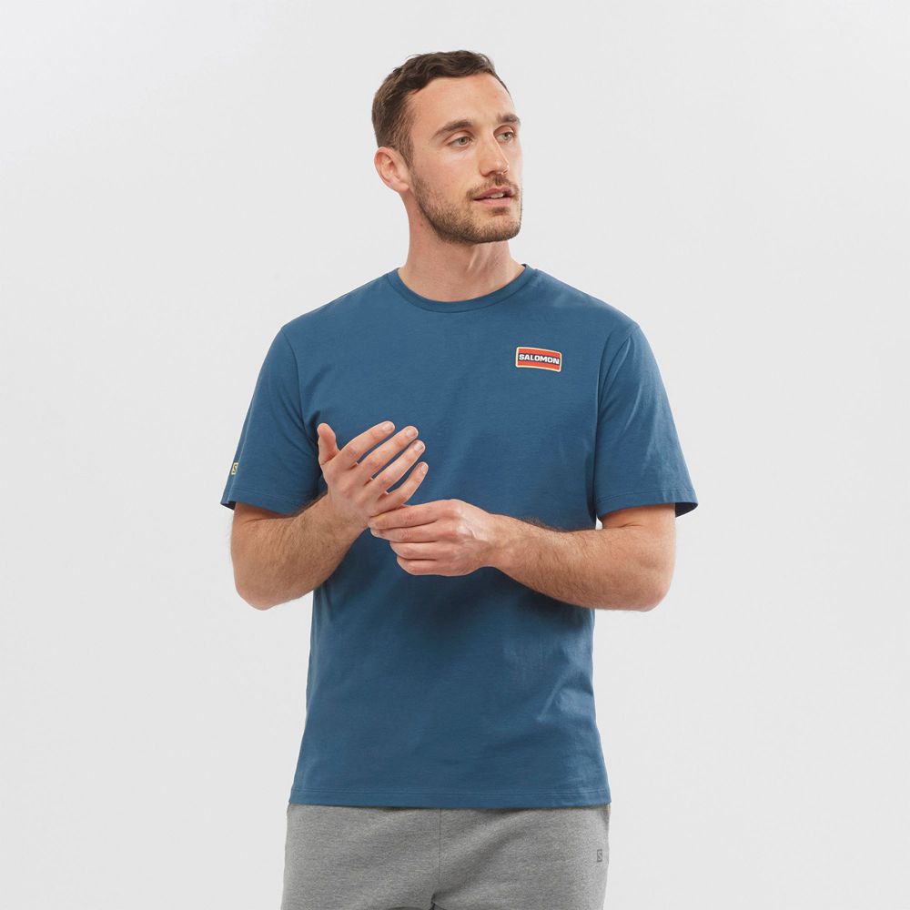 Salomon Israel OUTLIFE GRAPHIC HERITAGE SS M - Mens T shirts - Dark Denim (OMKQ-10974)